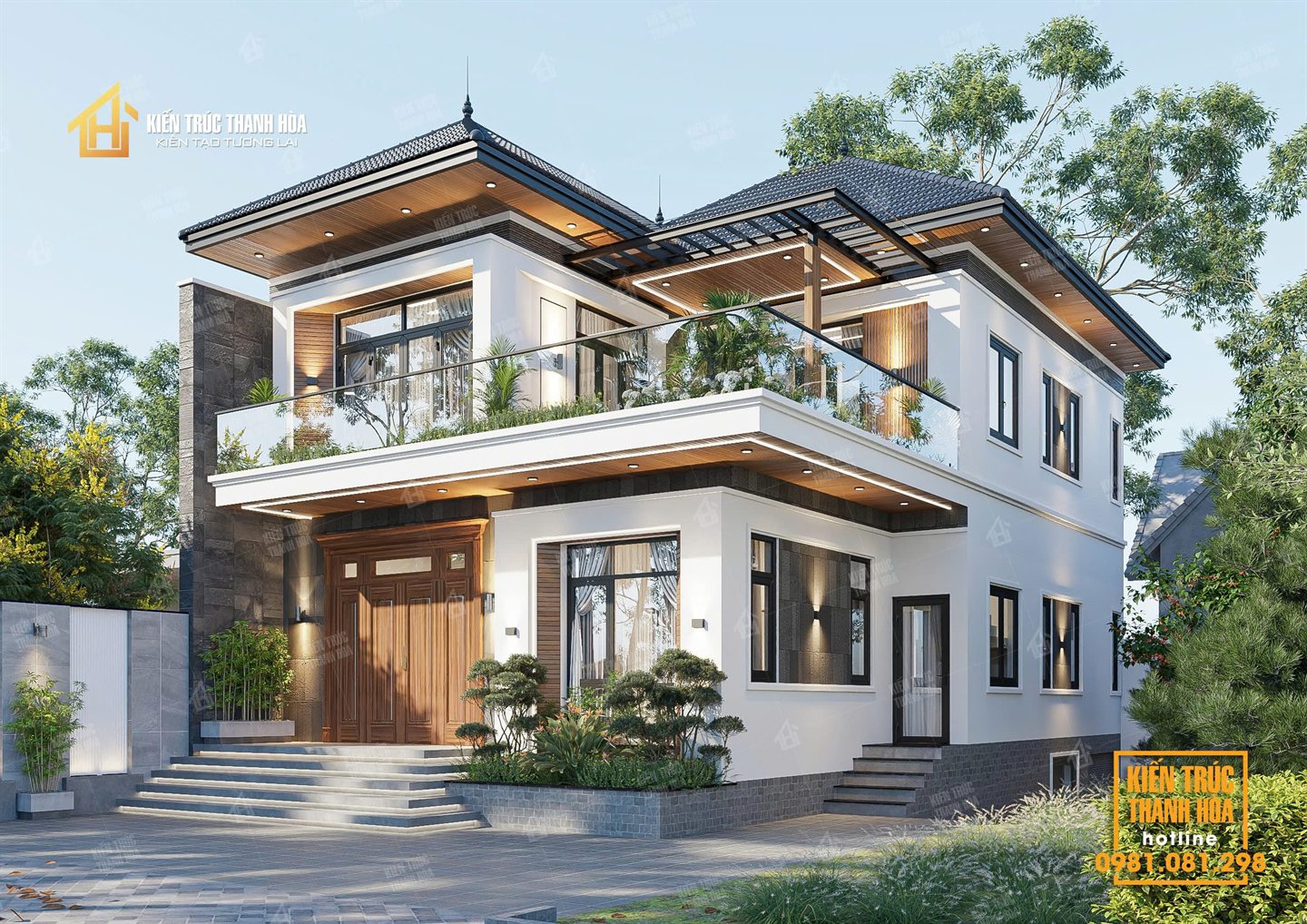 2.1 Thiết kế Kiến trúc Biệt thự Hiện đại - Kiến Trúc Thanh Hòa
